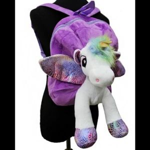 Plush Unicorn Backpack Purple